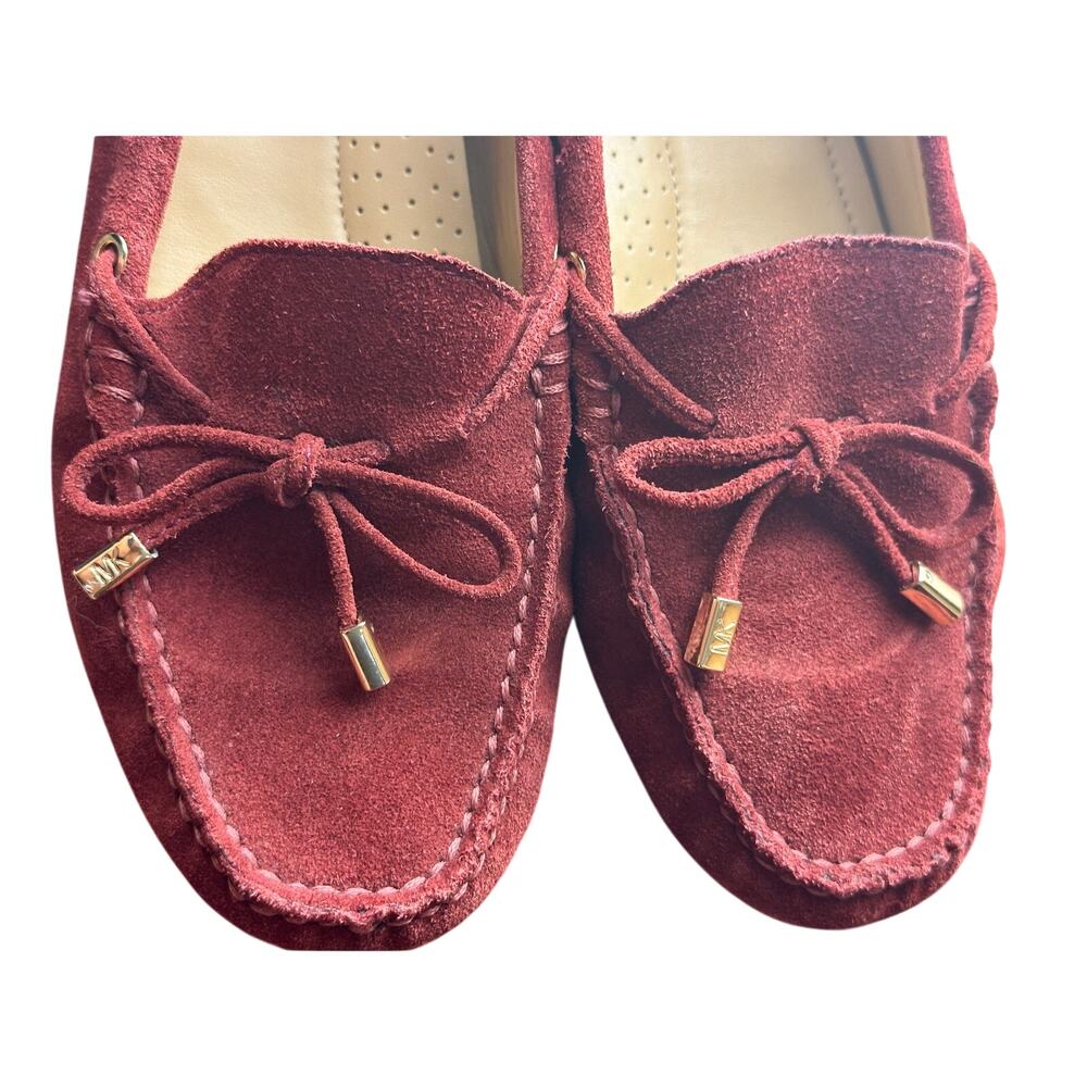 Micheal Kors burgundy suede leather moccasin flats 8